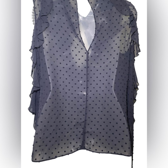 Nicholas Women’s Navy Sheer Georgette Cold Shoulder Top Size 4 - Picture 3 of 7